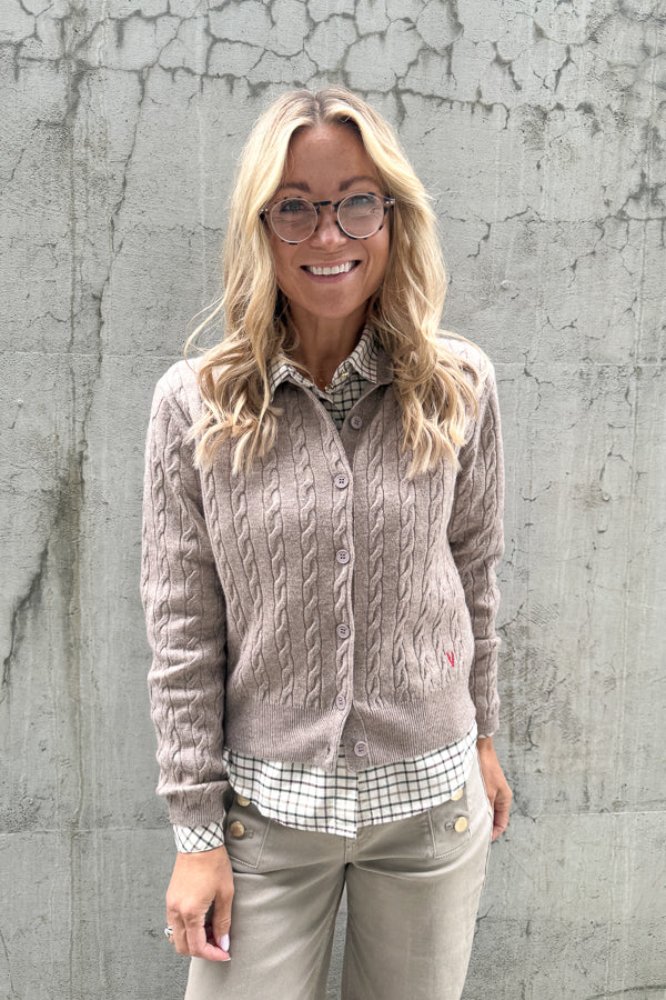 Knitwear Cable Cardigan Beige Melange