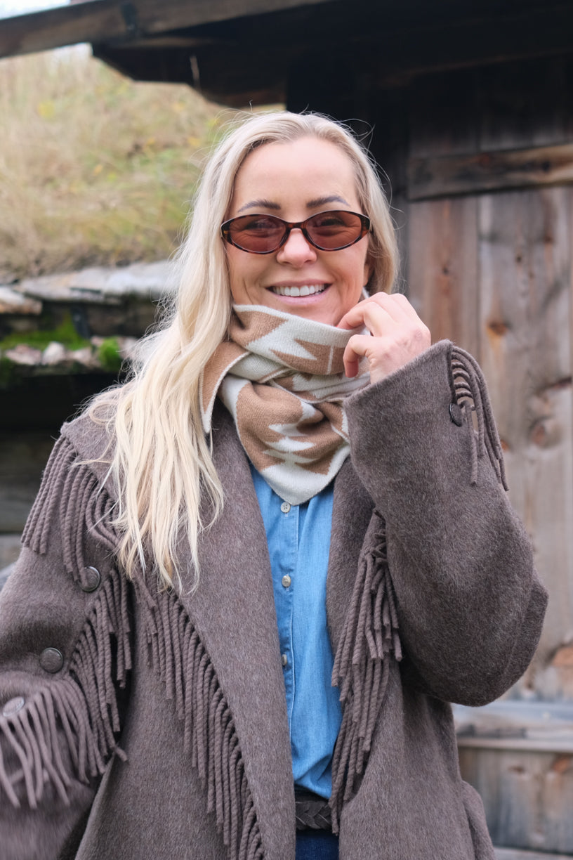 Cashmere Scarf Triangle Terra Off White & Camel