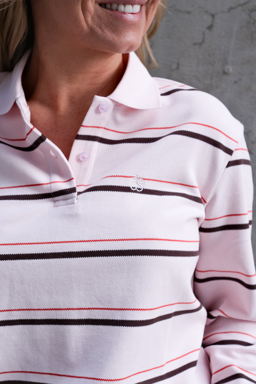 Lovella Striped Polo Tee Festival Bloom