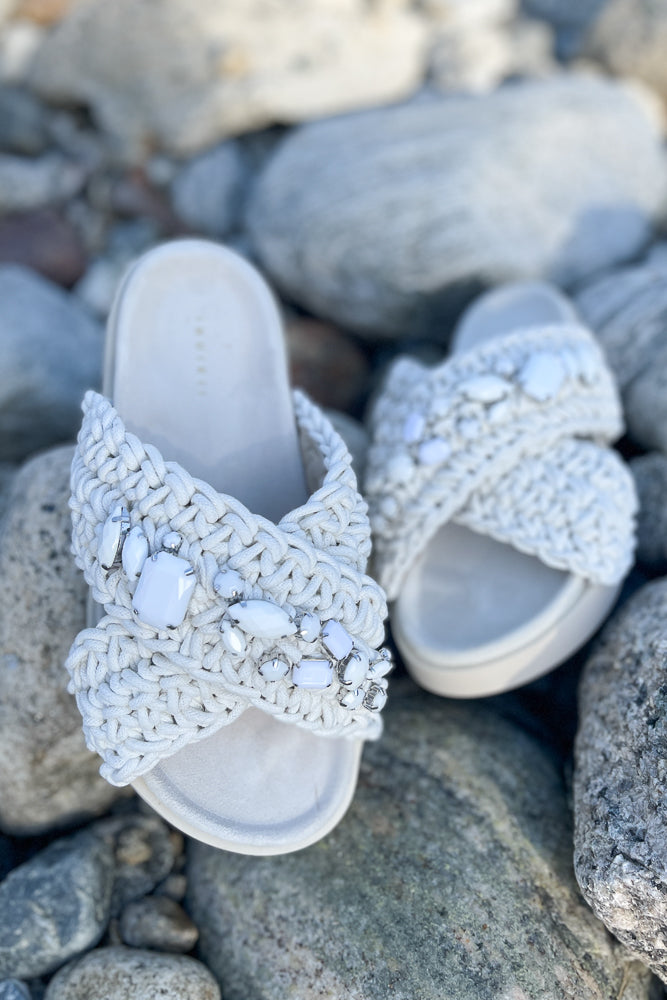 Woved Stones Slippers Ivory