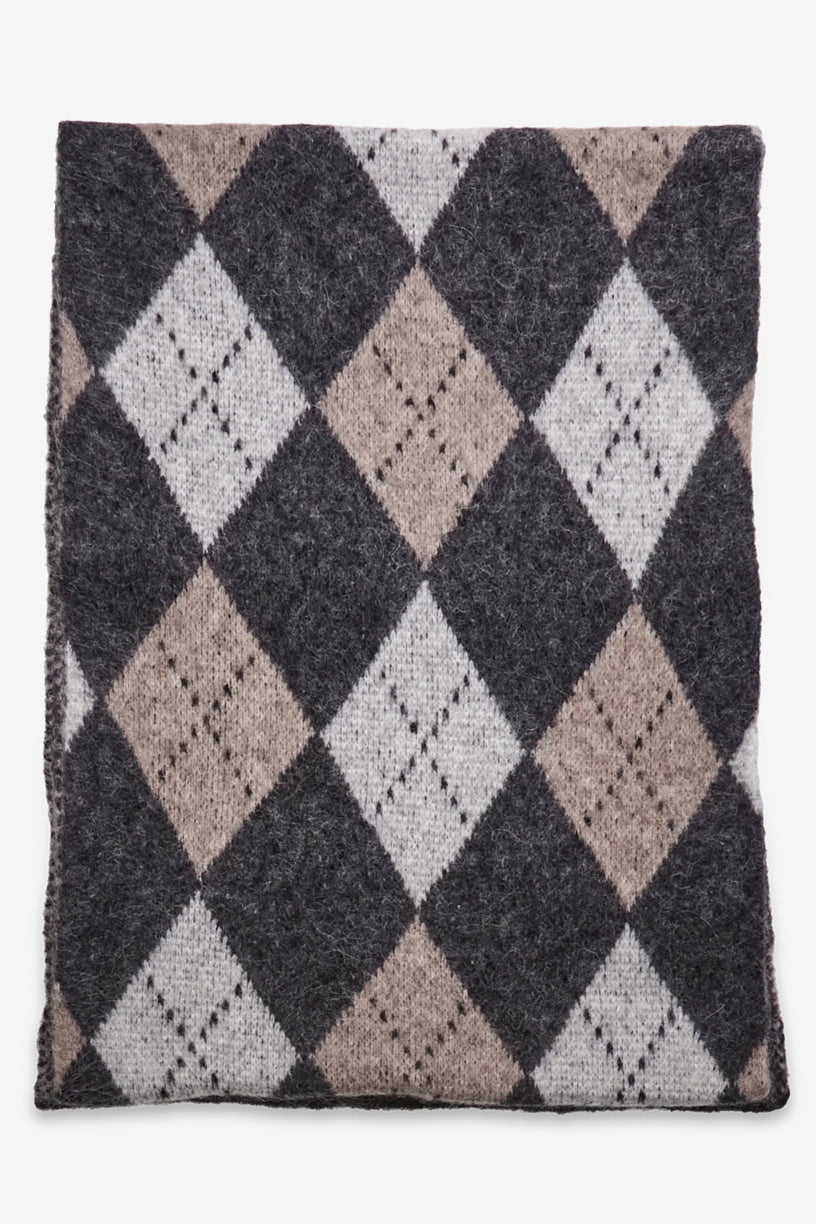 Everlee Shawl Grey Argyle