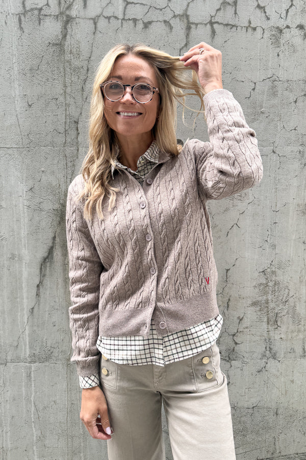 Knitwear Cable Cardigan Beige Melange
