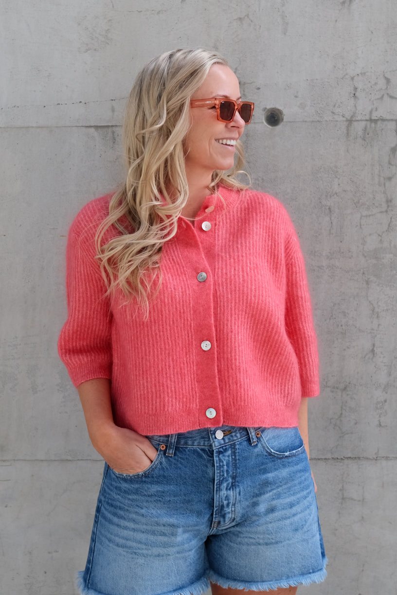 Andrea Knit Rib Cardigan Spiced Coral