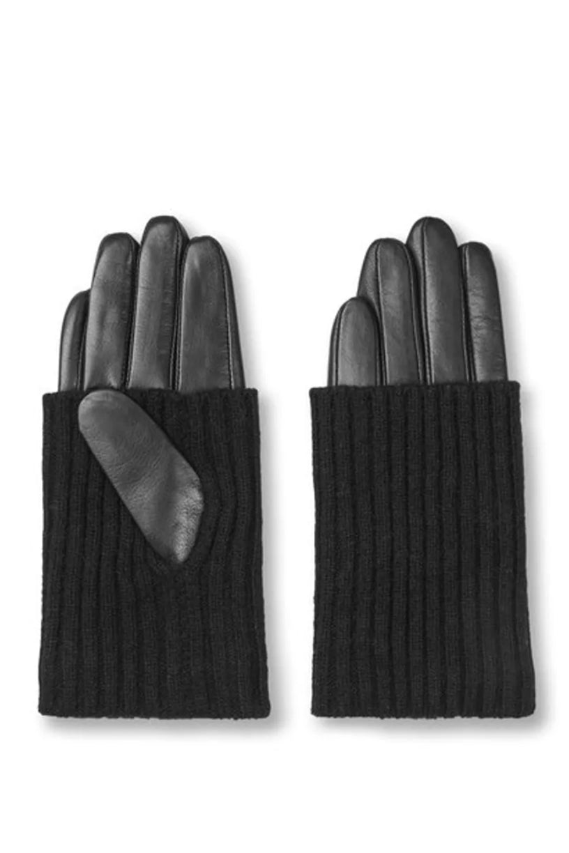 Day Leather Knit Gloves Black