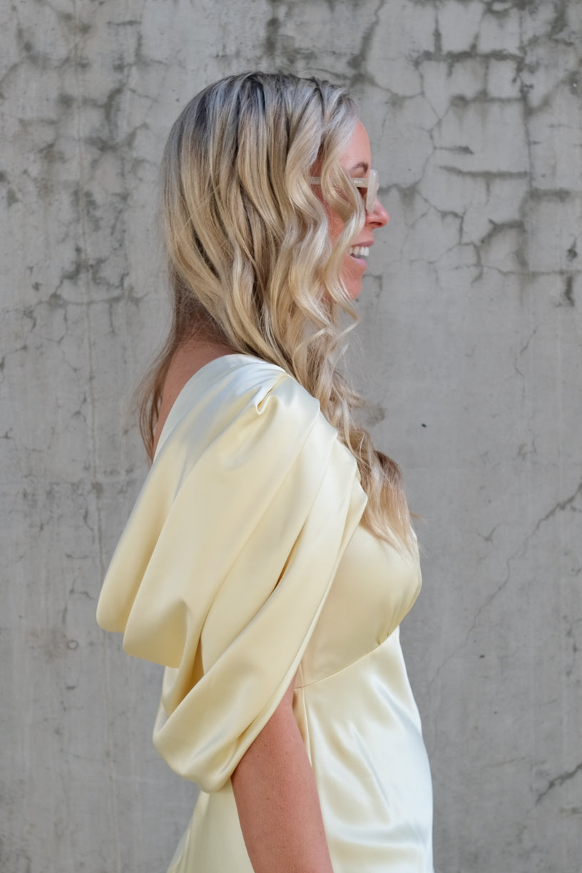 Louise Draped Back Maxi Dress Lemon