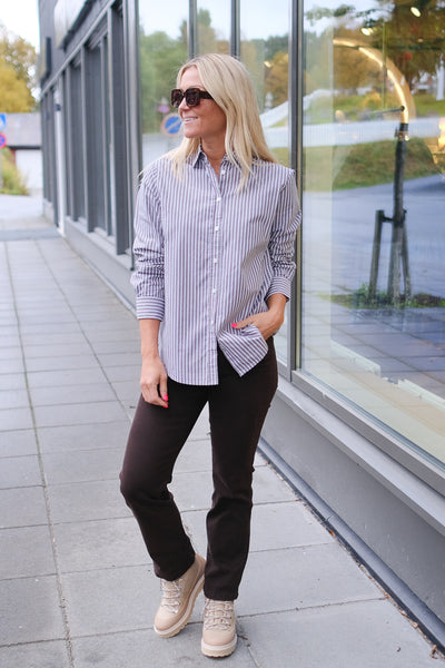 Fritila Shirt Dark Taupe Stripe