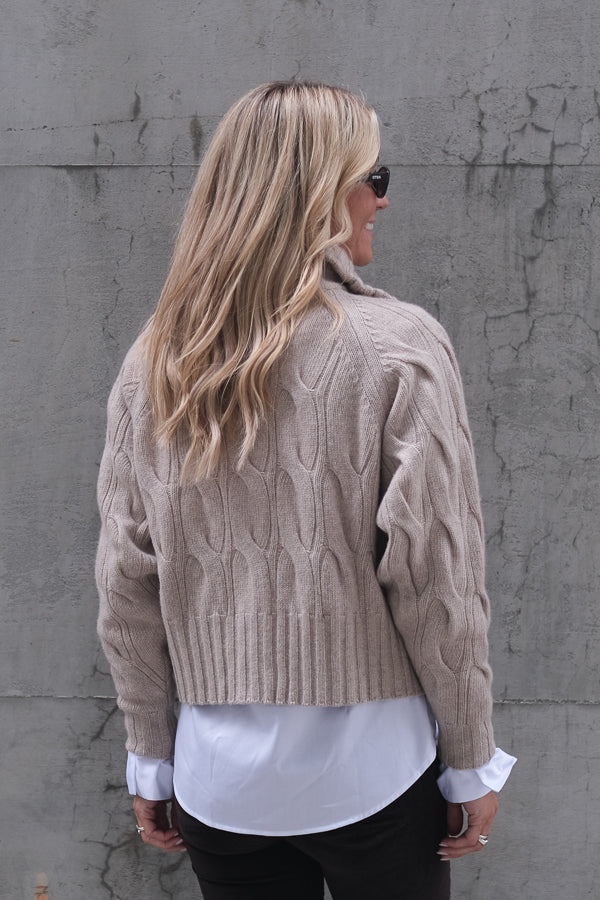 Cosima Zip Cardigan Beige Melange