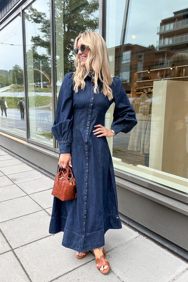 Denim Button-Down Dress Denim Blue