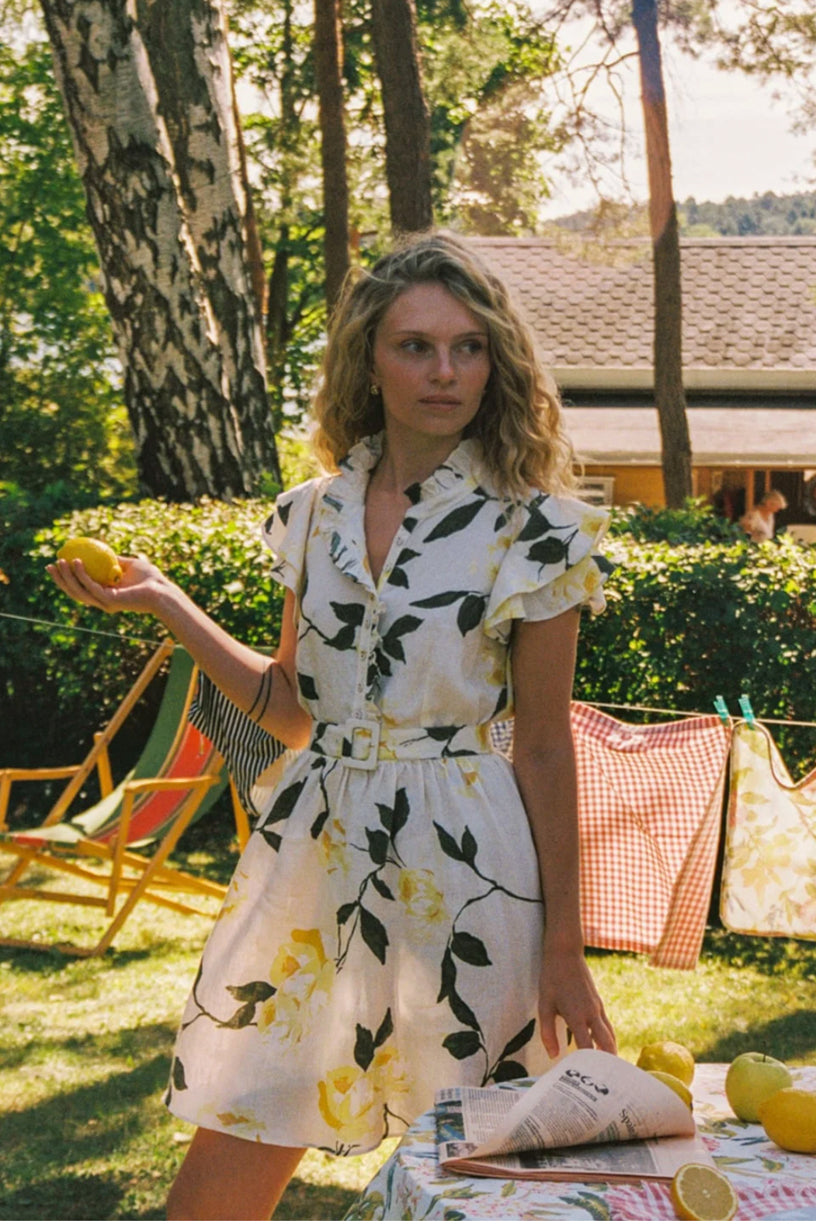 Linen Ruffle Dress Sunlight