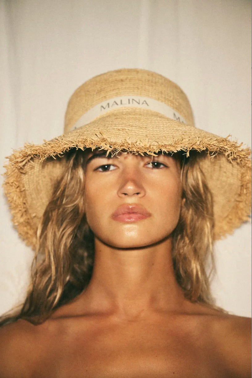 Judith Fringe Trimmed Raffia Hat Natural