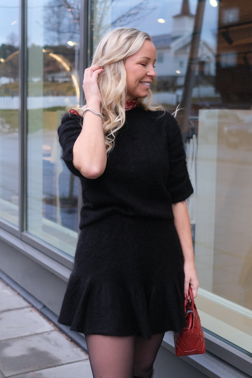 Knit Frill Skirt Black