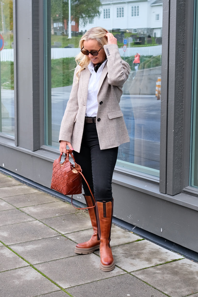 Brook Check Blazer Taupe Herringbone