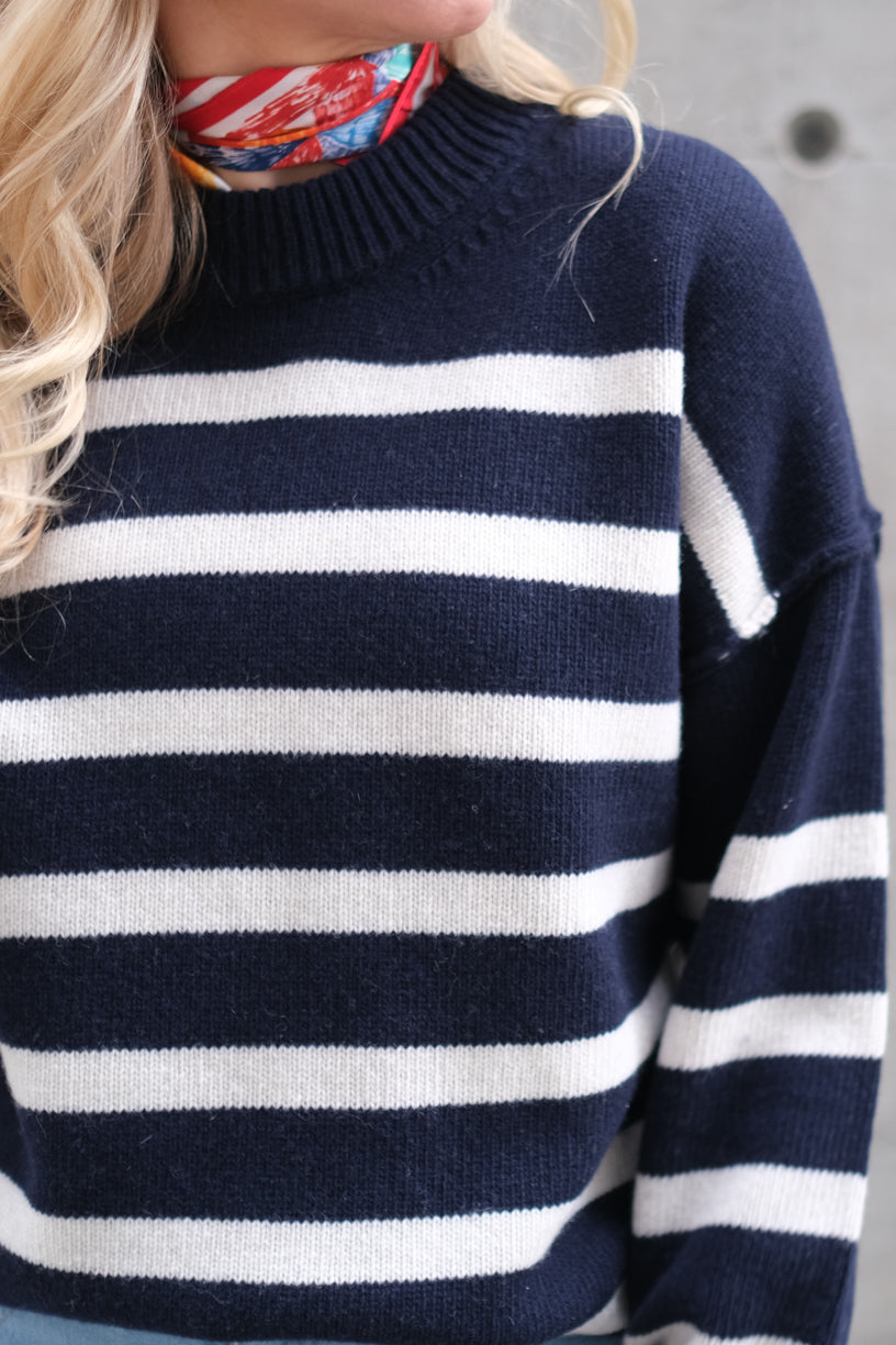 Kayne Stripe Sweater Dark Navy/Offwhite