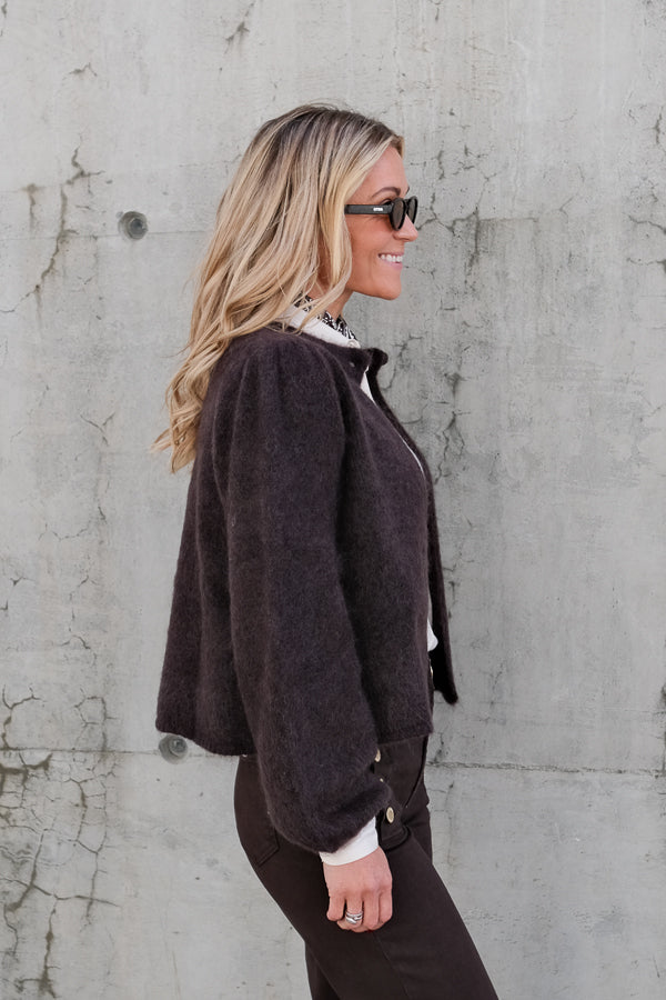 Amelia Chunky Cardigan Dark Brown