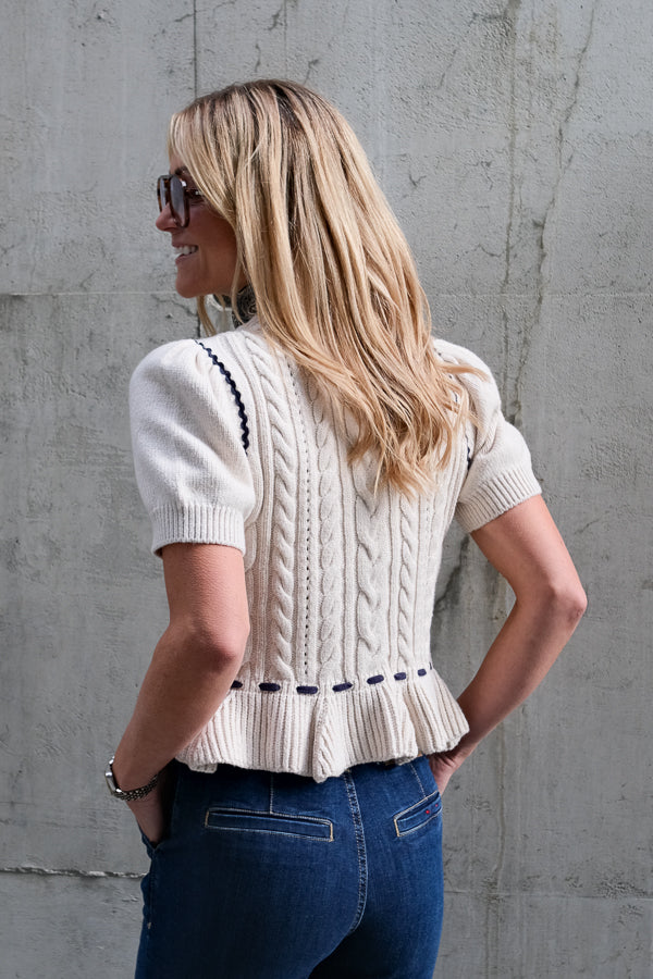 Chandi Short Seeve Sweater Heather Oat