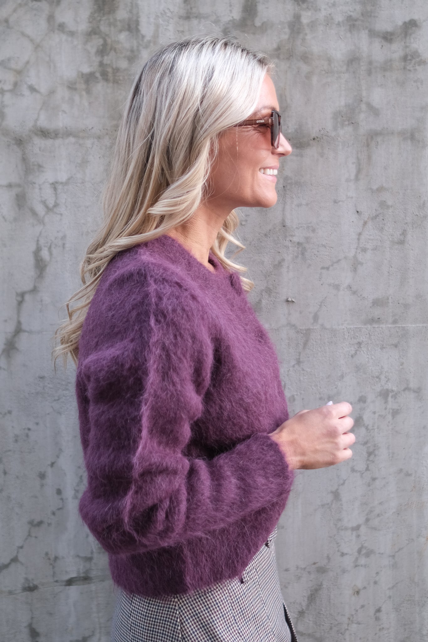 Hairy Knit Jacket Burgundy