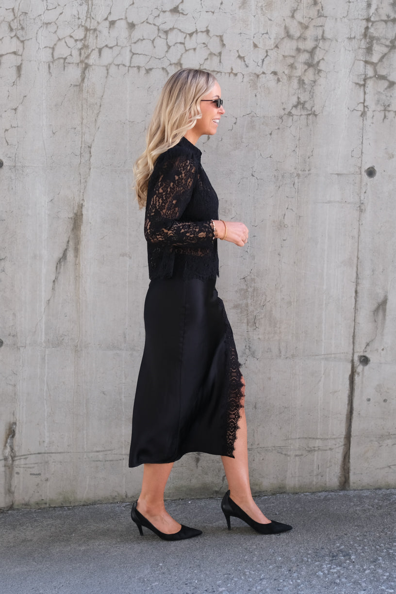 Satin Skirt Black