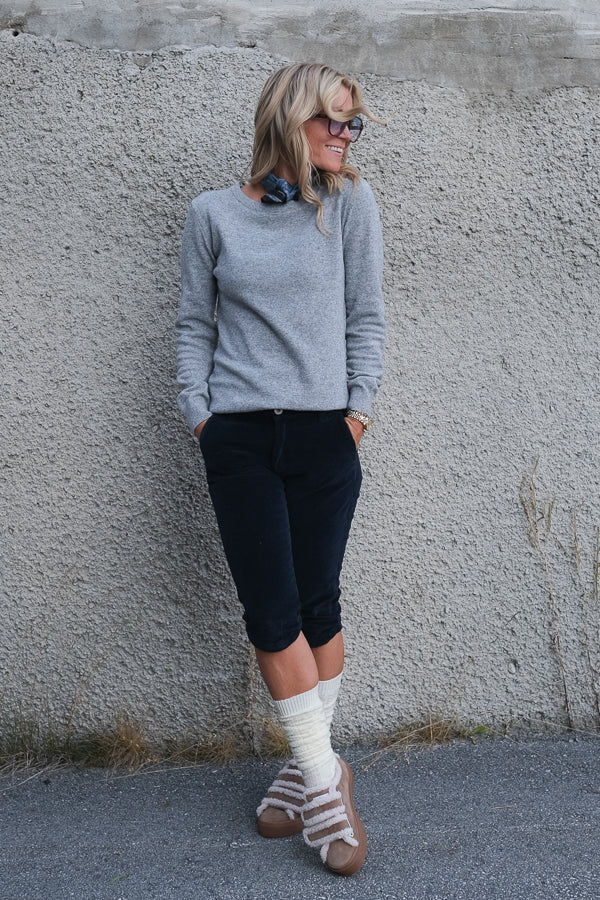 Pendle Crew Knitted Jumper Grey Marl