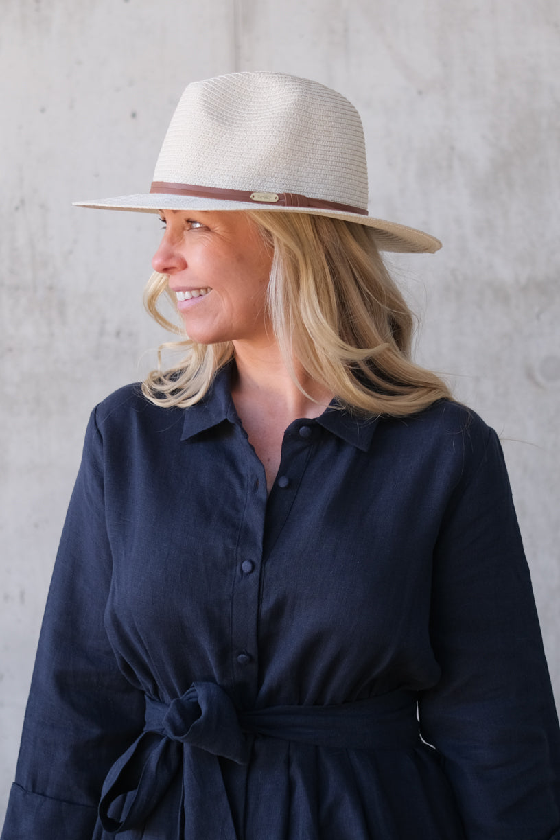 Evelyn Braid Trilby Hat Natural