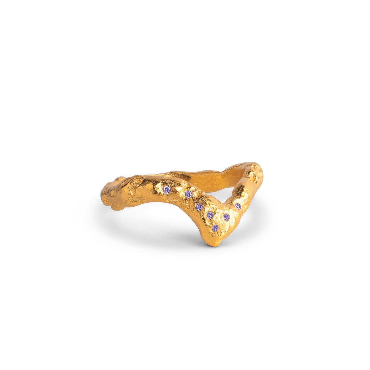 Ring Wishbone Lavender Gold