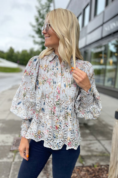 Broderie Anglaise Shirt Blue Garden