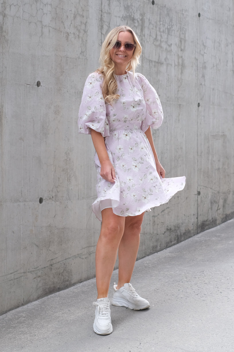 Clara Dress Lavender Peony Print