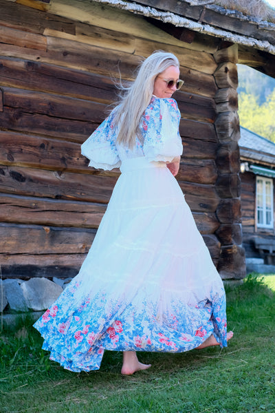 Cotton Slub Maxi Dress Blue Field