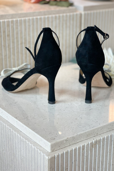Ashley Pearl Bow Anthracite Black