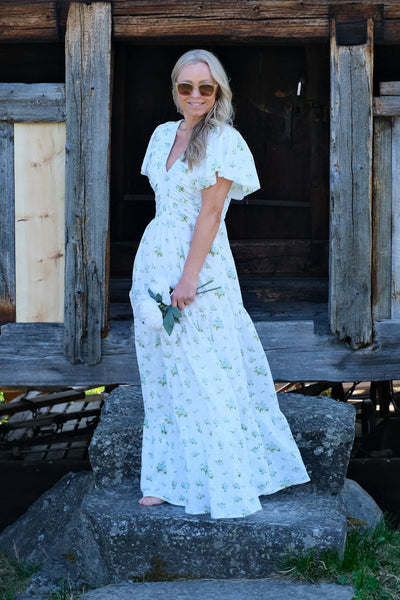 Romy Dress Mint Rose Print