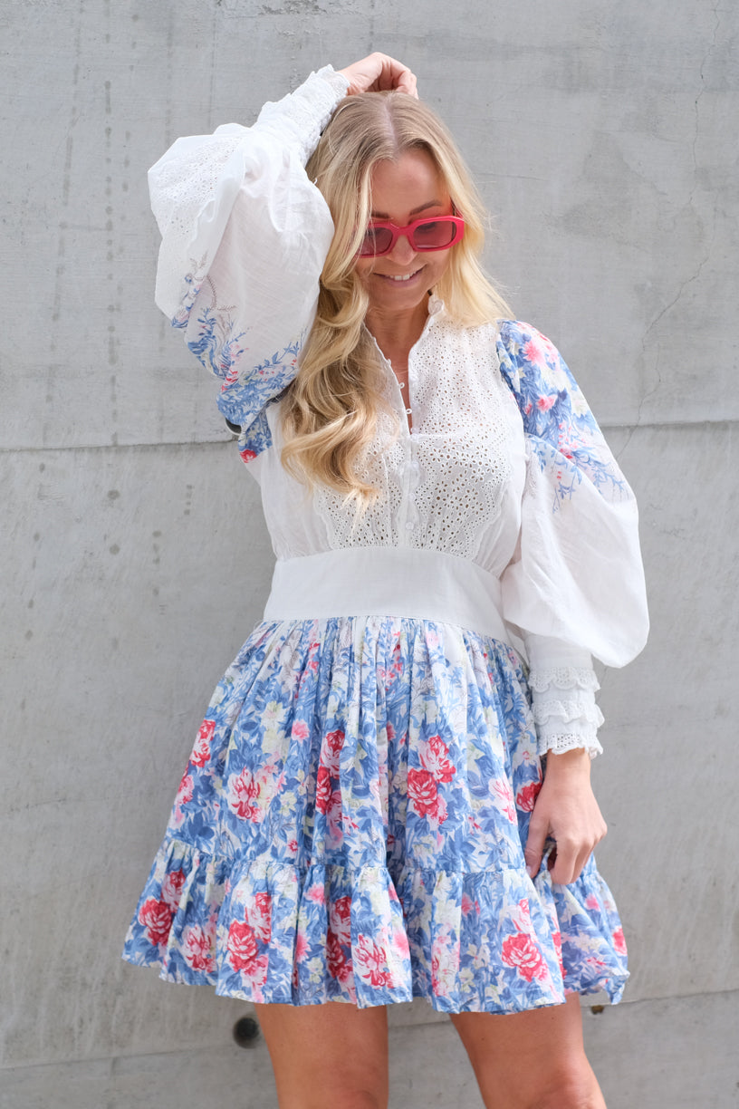 Cotton Slub Mini Dress Blue Field