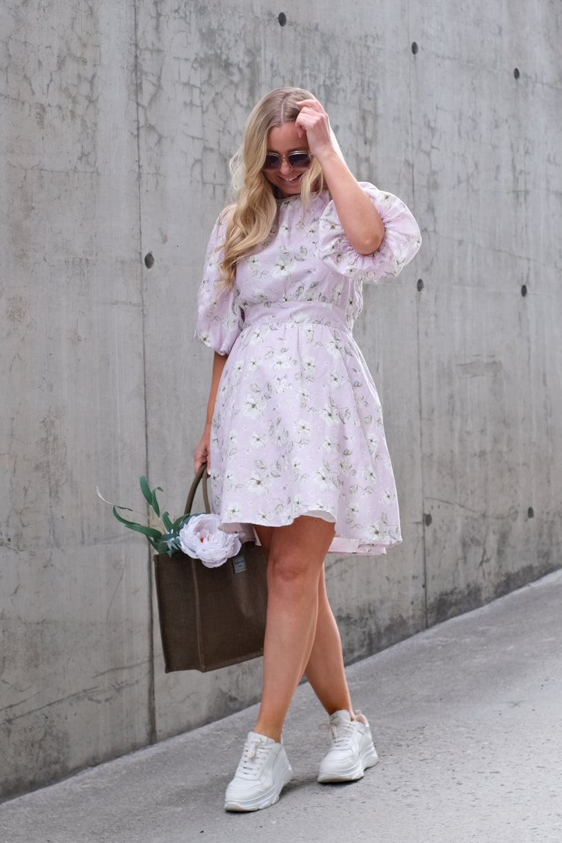 Clara Dress Lavender Peony Print