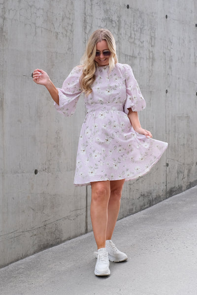 Clara Dress Lavender Peony Print