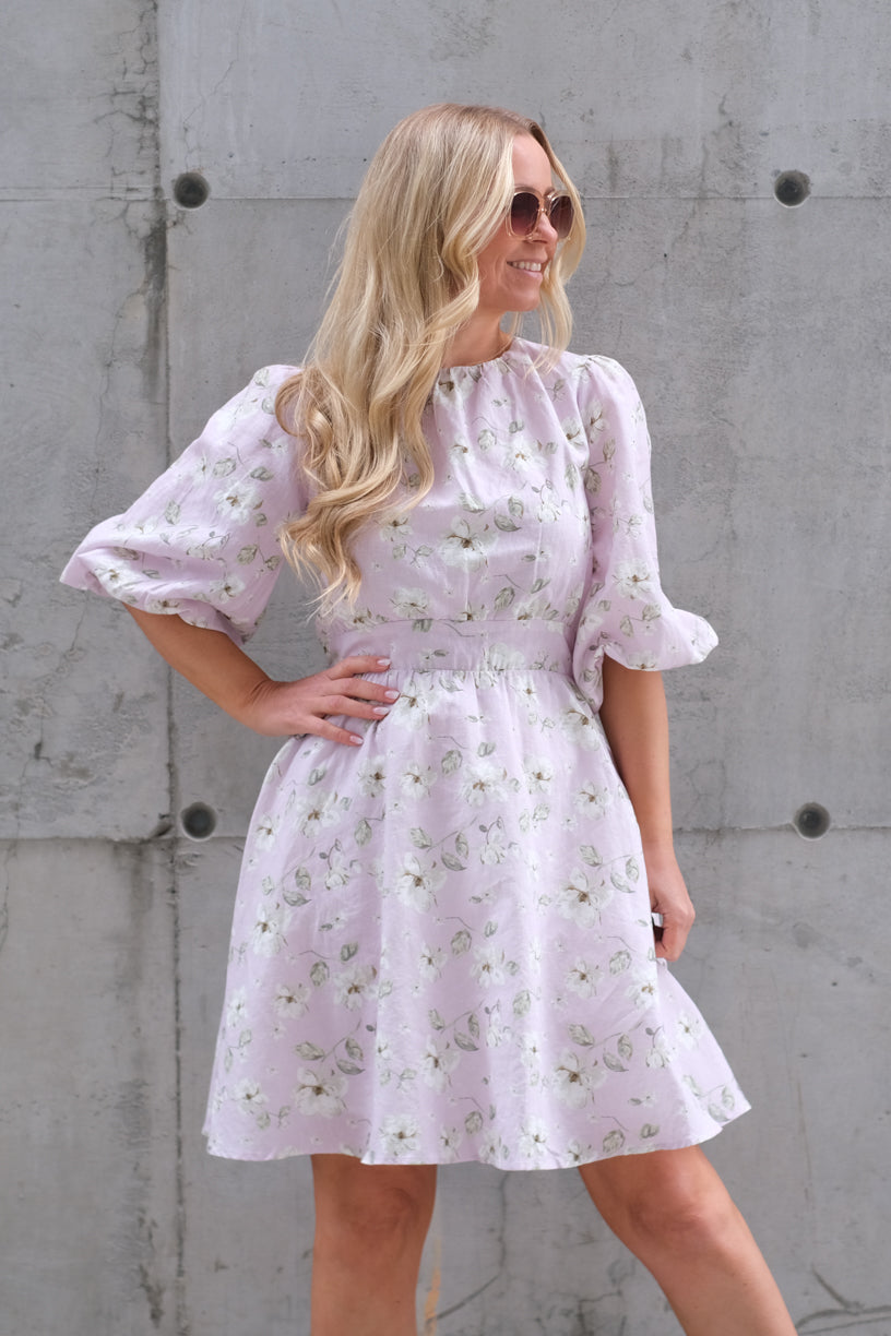 Clara Dress Lavender Peony Print